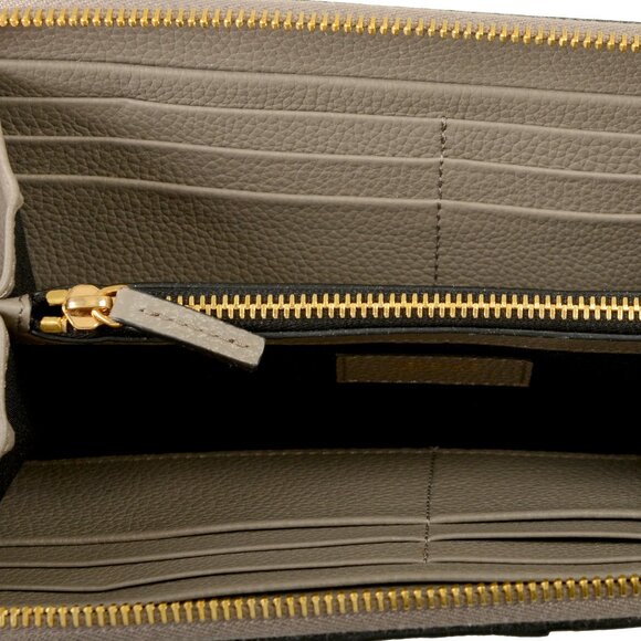 Versace Women's Gray 100% Grainy Leather Gold V-Logo Zip Around Wallet - Picture 5 of 6